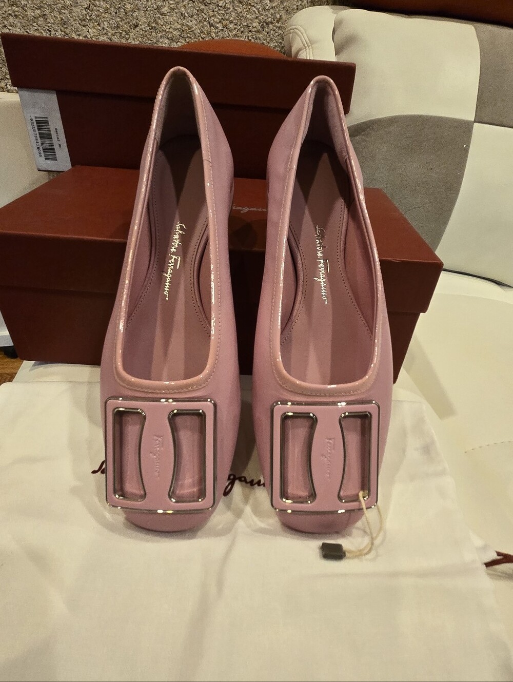 Salvatore Ferragamo Women Flamingo buckle leather ballerina flats S 8.5C and 6C - Picture 16 of 16